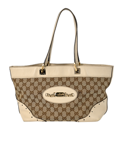 Punch Tote, Canvas/Leather, Beige/Cream, 001364, 2*